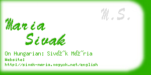 maria sivak business card